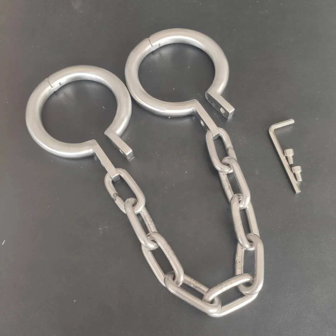 Stainless Steel Long Chain Leg Irons Ankle Cuffs Metal Bondage Restraint  Slave Bdsm Fetish Legcuffs Shackles Sex Toys for Adults