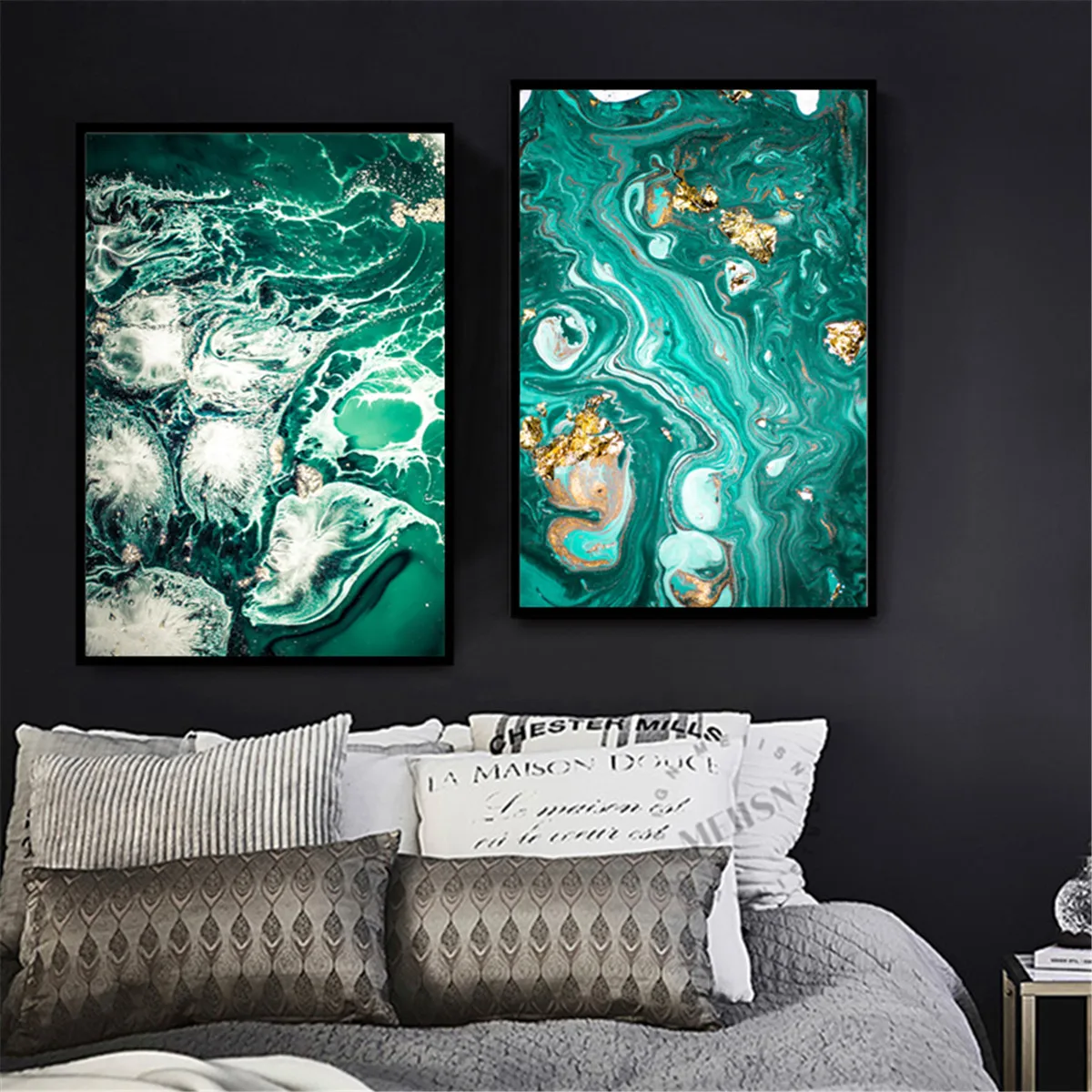 Abstract Flowing Gold Pattern Connotation Canvas Painting Modern Home Art Decor