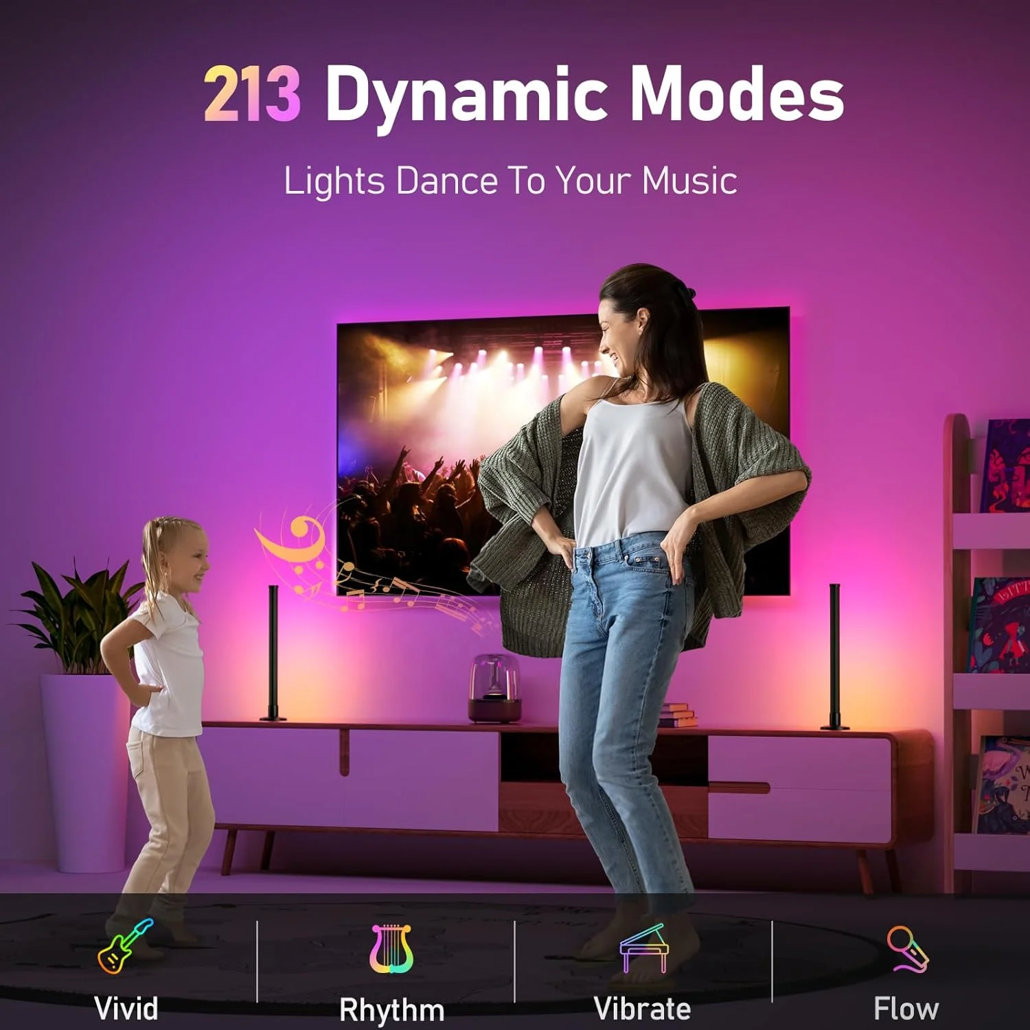 APP Control RGB Ambient Lighting LED Desktop Mood Light with Dynamic Effects and Music Modes Sync for Movies PC TV Room Decor