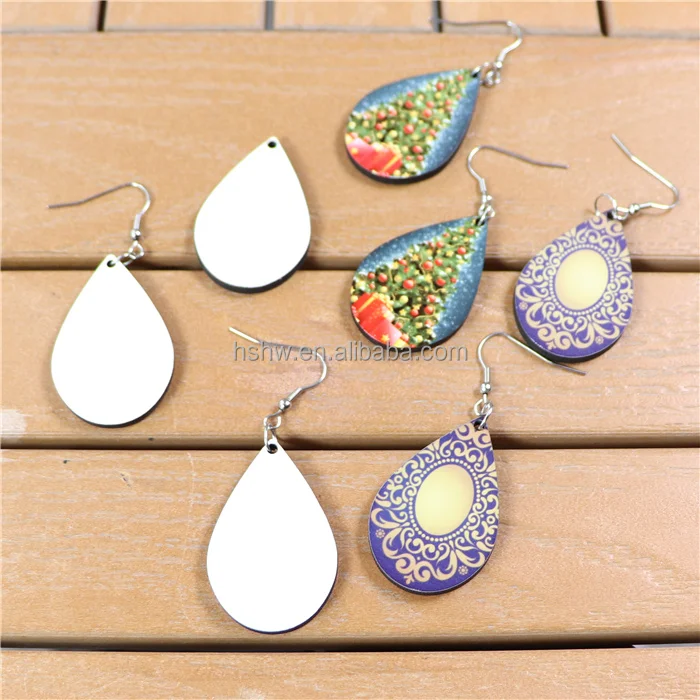 6 Pairs Handmade Wooden Sublimation Blanks Earring Mdf Sublimation Printing  Dangle Earrings For Women Jewelry Making