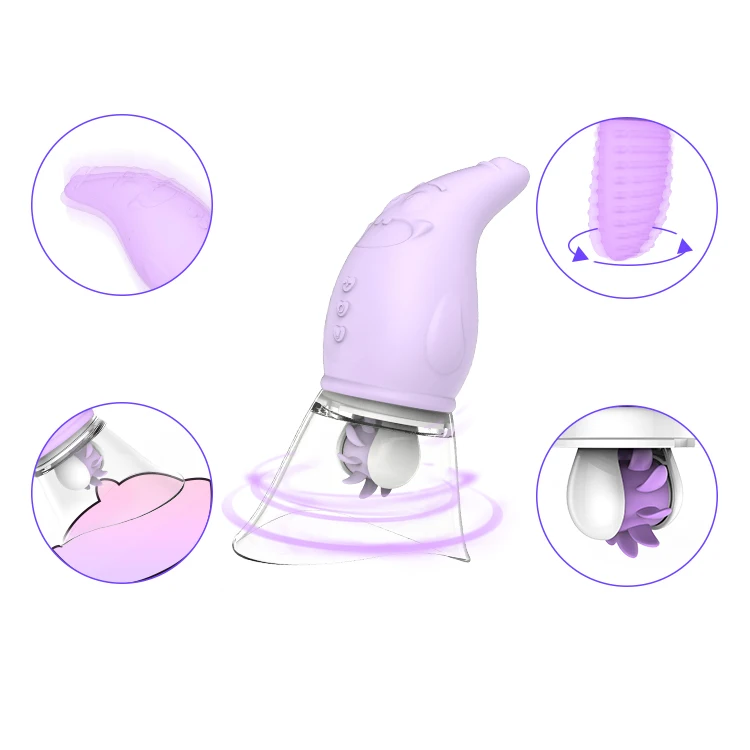 Patrick Star Soft Silicone 8 Rotating Lick Multiple Small Tongues Nipple  Stimulator Sucking Vibrator Female Masturbation Toy