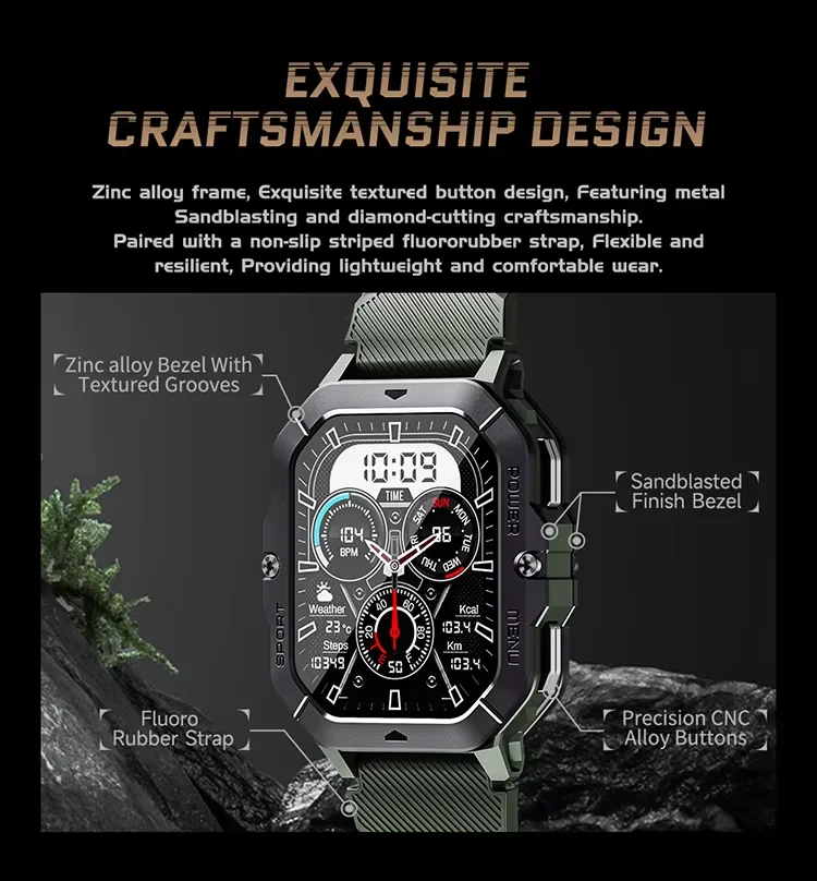 C28 Smartwatch Outdoors Smartwatch  Heart Rate Blood Oxygen Pressure for Men
