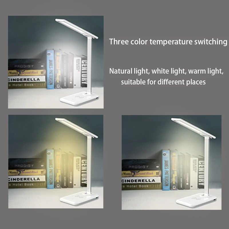 Modern Multi-Function LED Desk Lamp Touch Dimmable Control USB Port Wireless Charging Table Light Design for Bedroom DC Power