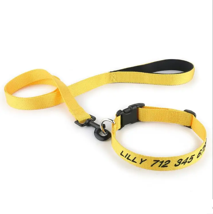 Nylon Pet Dog Collar Leash Set Adjustable Classic Solid Basic Polyester Nylon Pet Set for Small Medium Large Dogs and Cats