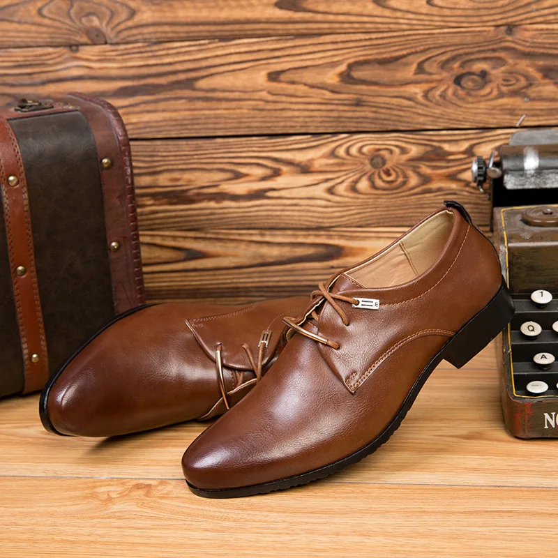 Size 38-48 British Men's Business Suit Leather Shoes Fashion Classic Single Wedding Meeting Leather Shoes