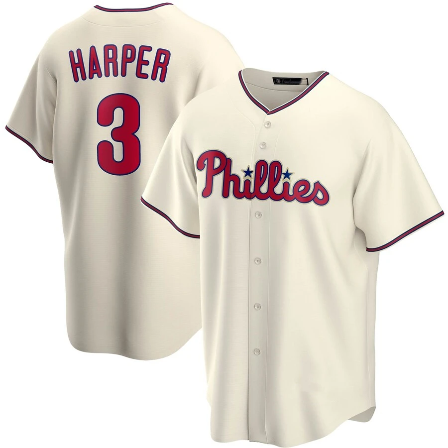 Wholesale Men's Philadelphia Phillie s Jersey Cheap White Stitched Uniform  #10 Realmuto #3 Harper Baseball Jersey From m.