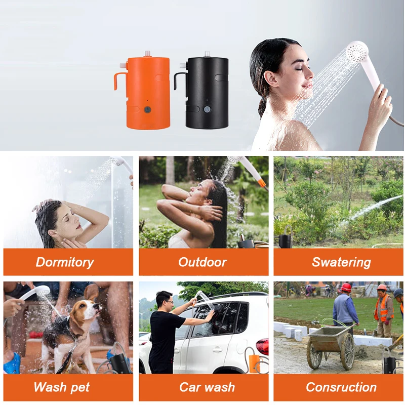 Pressurized Shower Head Camping Shower Hose Adjustable Outdoor Electric