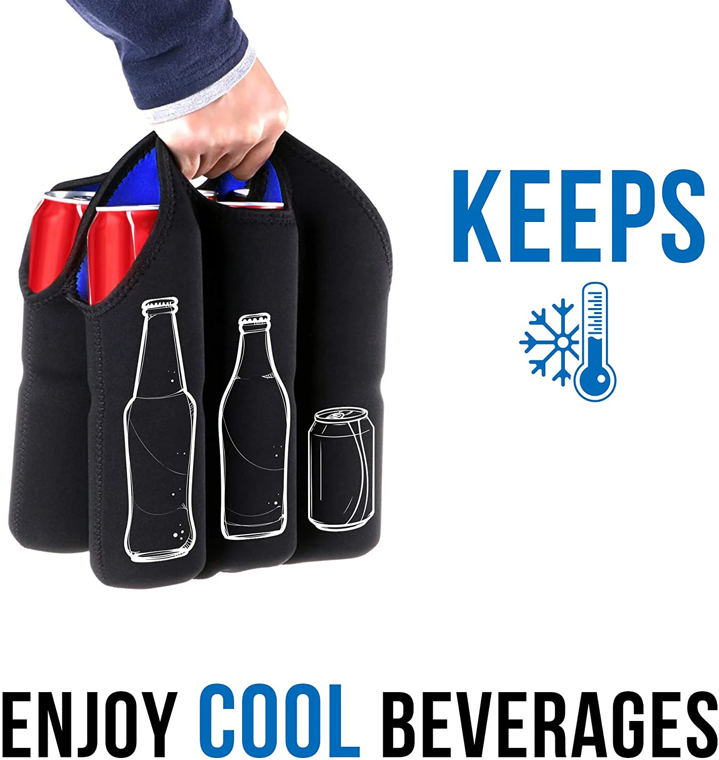 Neoprene 6 Pack Beer Cooler Tote Bag Beer Bottle Can Beverage Carrier ...