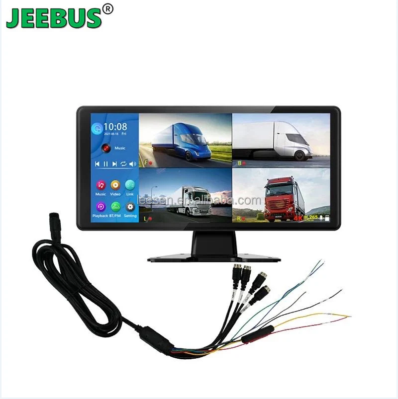 4CH 10.36inch DVR Rear view Monitor with MP5 1080p Backup Car Reverse Camera Lens DVR for Truck Bus