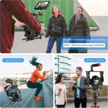 NEEWER Camera Video Cage Film Movie Making Kit, Aluminum Alloy with Top Handle, Dual Hand Grip, Two 15mm Rods, Compatible with product image
