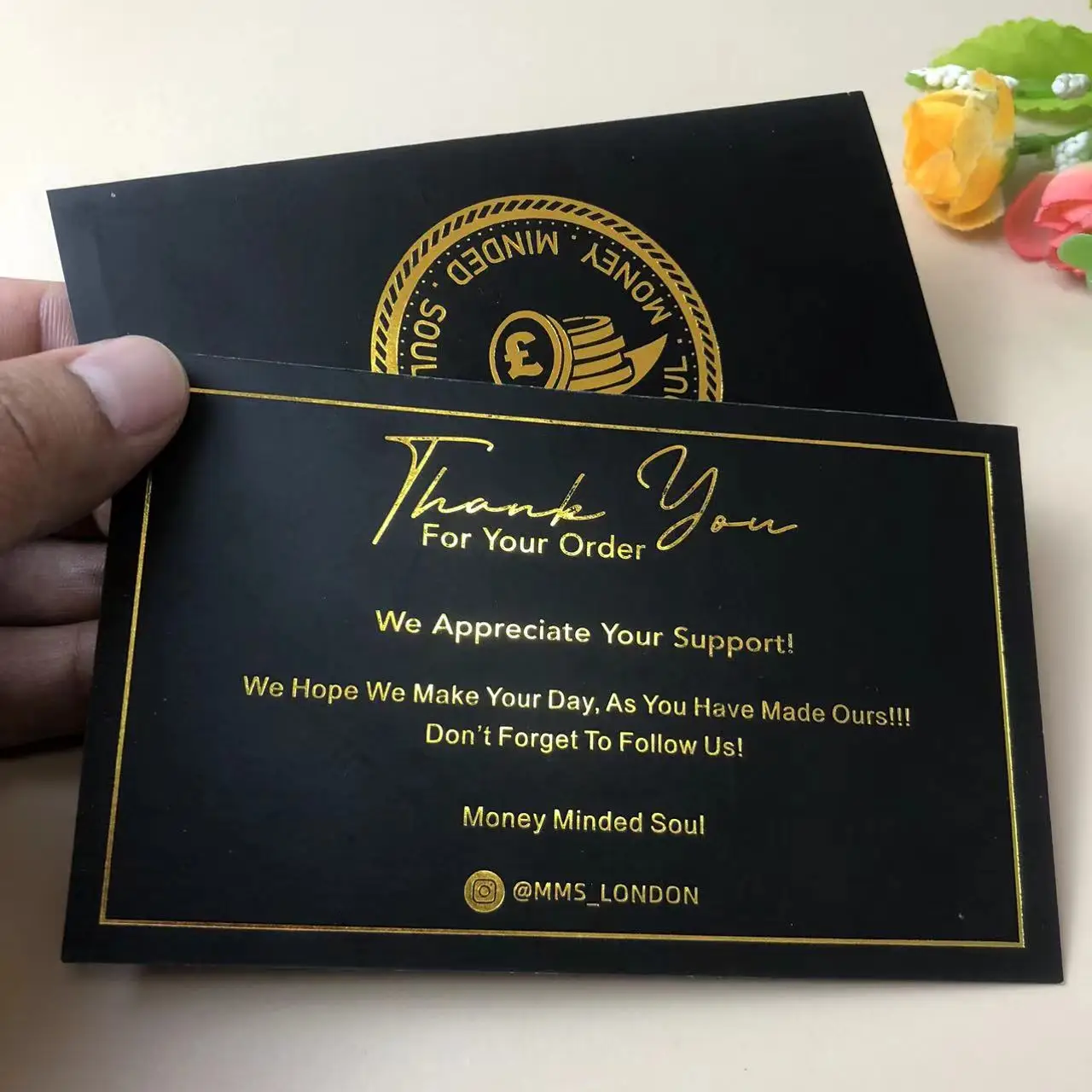 Custom Luxury Gold Foil Stamping logo Small Business Card Paper ...