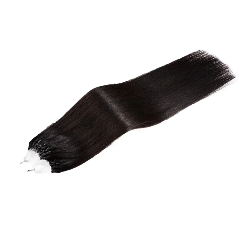Extensions cheveux humains micro loop lisses brun foncé femme_voghion.com