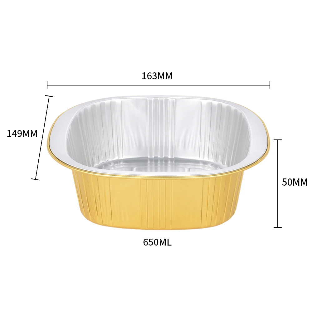 product tia x650 650ml 22oz disposable golden food packaging smooth wrinkle free aluminum foil container non creased food tray-4