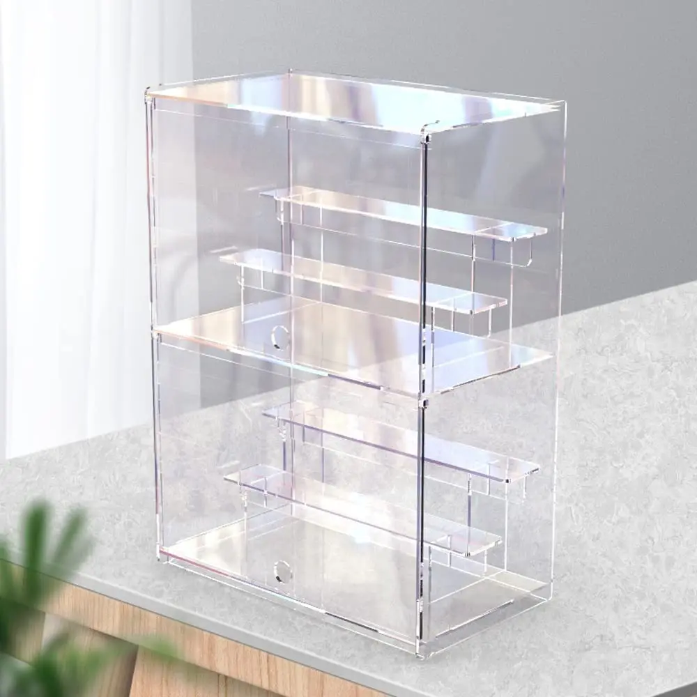 Vitrine De Collection En Acrylique Transparente - 2 étages Amovibles - Porte Magnétique - Protection Anti-poussière - 30x17.9x24.6cm