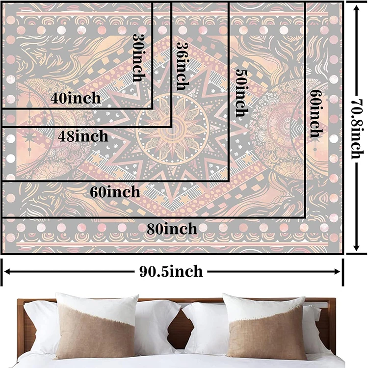 Indie Hippie Sun Moon Mandala Tapestry - Boho Psychedelic Orange Aesthetic Wall Decor for Bedroom Dorm 6 Indie Hippie Sun Moon Mandala Tapestry - Boho Psychedelic Orange Aesthetic Wall Decor for Bedroom Dorm - Image 6