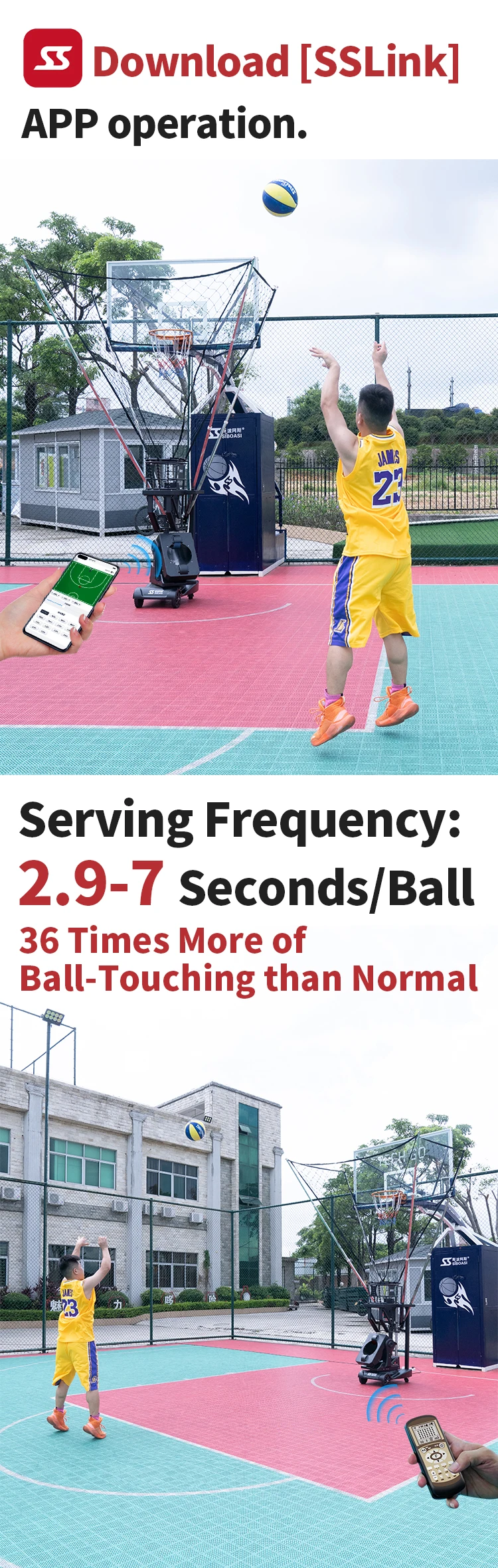 Siboasi Basketball Shooting Machine Used Ball Return With Wireless