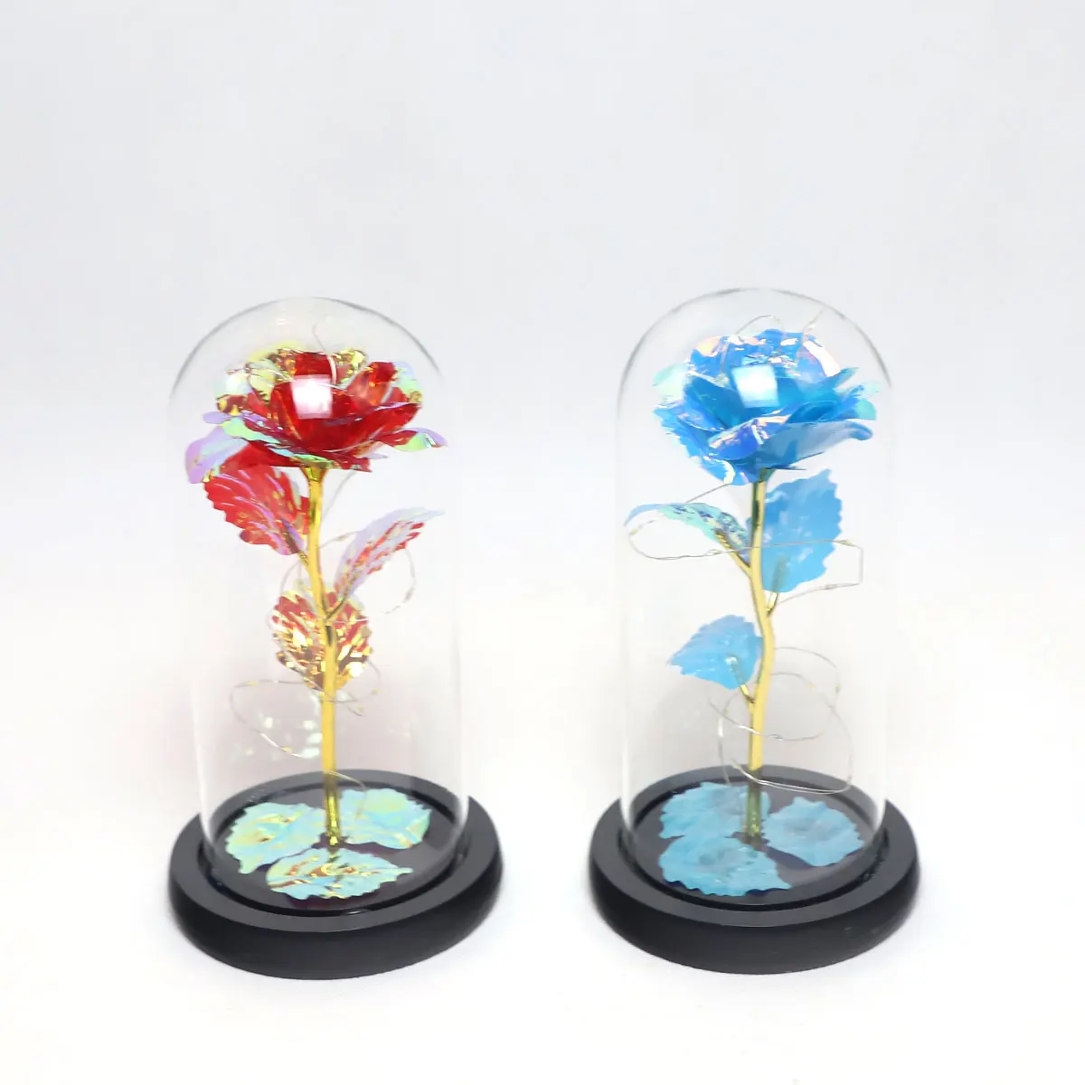 Valentines Day Gifts for Wife Colorful Gold Foil Rose Enchanted Red Rose In Glass Dome