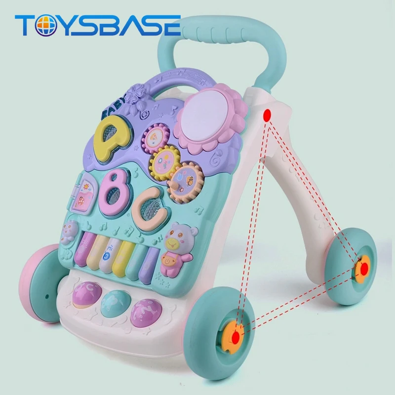 2 in 1 Adjustable Musical Learning Table Trolley Baby Walker Activity Toy