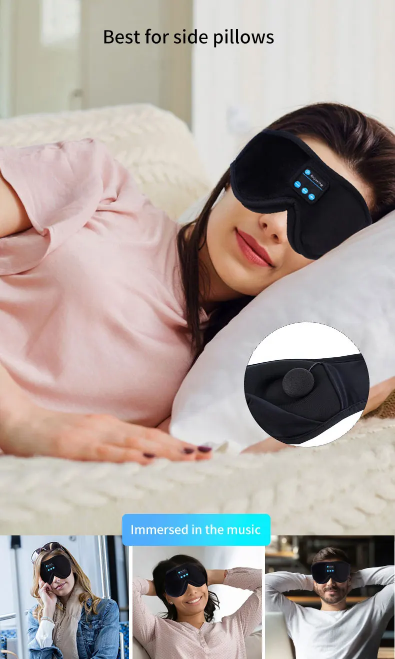 Factory Direct 3d Wireless 5.3 Bluetooth Music Eye Mask Call Binaural ...