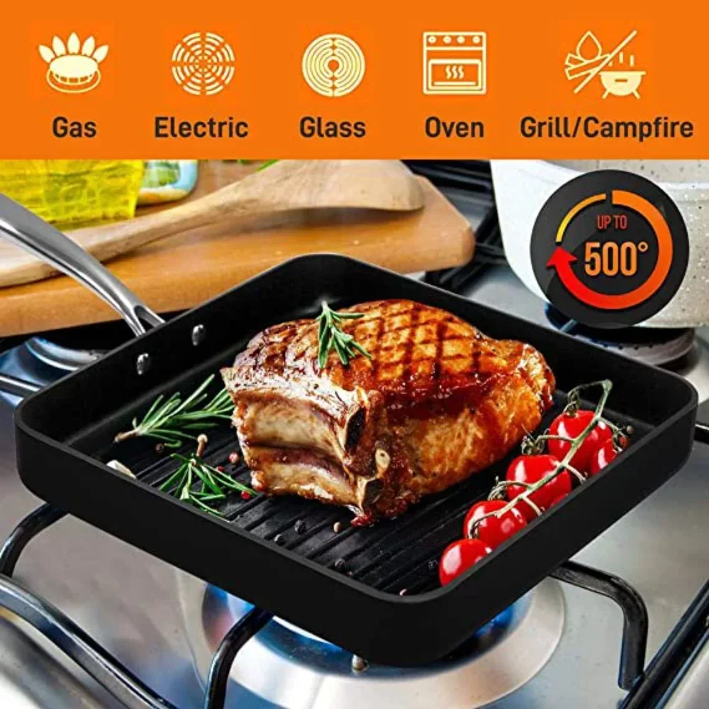 Nonstick Stove Top Grill Pan Hard Anodized Nonstick Grill Griddle Pan Cookware Bbq Accessories Tools Free Shipping Barbecue Alibaba