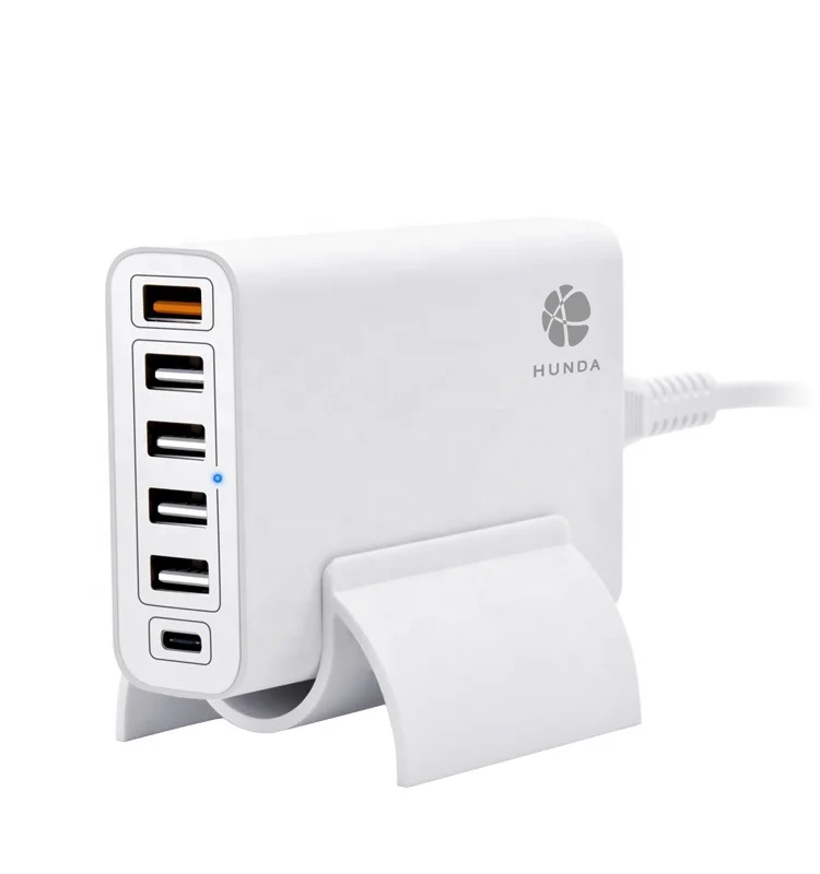 Hunda 2020 Горячие продукты 60 Вт Портативный Multi 6 портов smart Type C QC3.0 зарядная станция 5V 2.4A настольное зарядное устройство