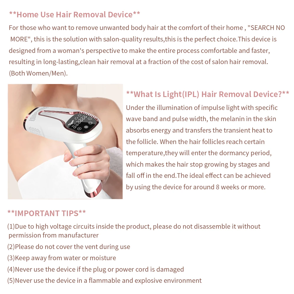 Ipl Laser Permanent Hair Removal Home Handle Mini Portable Electric ...