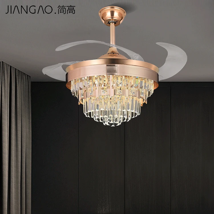 Replaceable Crystal Cover ABS Blade Decorative DC Motor Ceiling Fan With Led Light