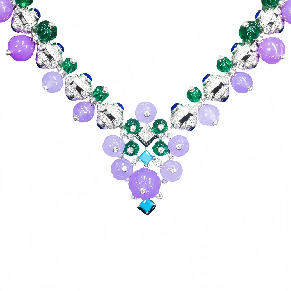 MUSHAN Jewelry Factory Luxury Brand Designer Tutti Frutti High Carbon Diamond Charm Necklace 925 Sterling Silver Chain Necklaces