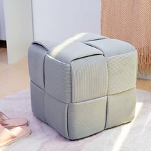 Modern Nordic Wick Strip Ottoman Footrest Luxury Stool Seat Footstool