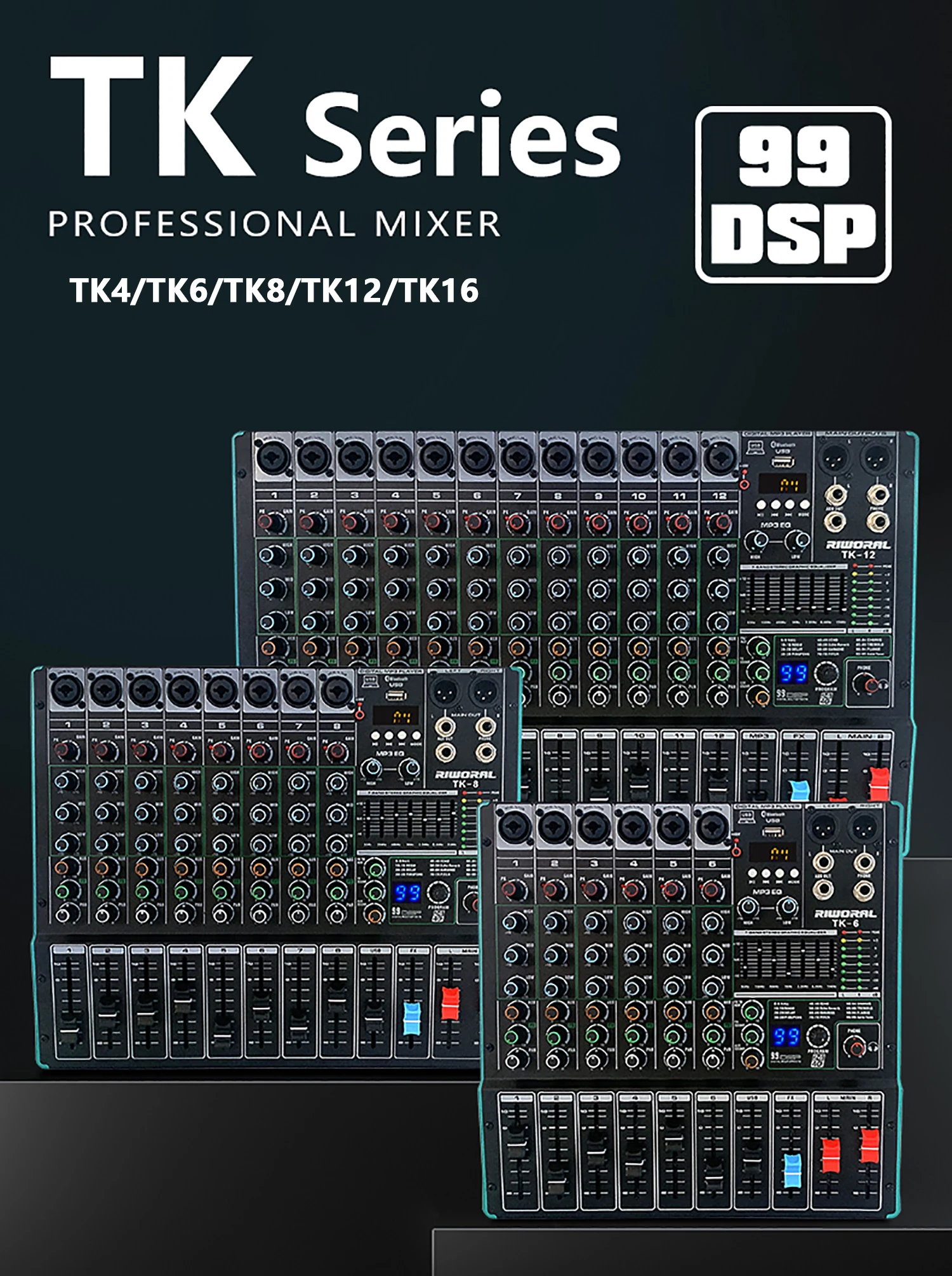 GAX-TK4 Mini Audio DJ Mixer - Professional 4 Channel Console