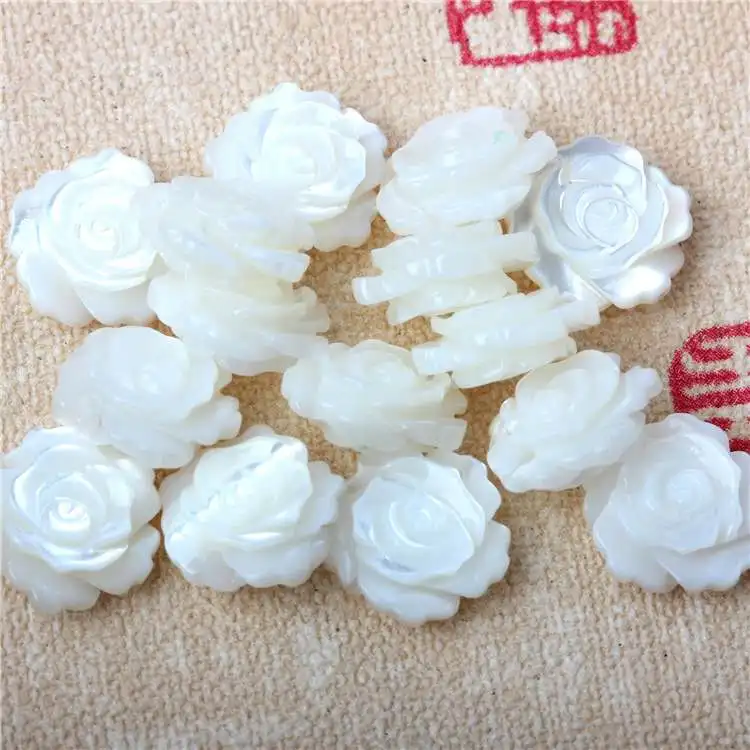 White Shell  Mother of Pearl Shell Beads Strand Rose Flower Shape Full/Half Drilled  for Making Earrings