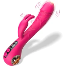 G Spot Rabbit Vibrator Sex Toys Clitoral Stimulator Realistic Dildo with LCD Display For Women