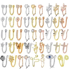 non-punching Nose ring Copper alloy set with diamonds fashion Body jewelry adjustable Butterfly nose stud Party accessories