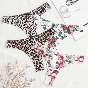 Pretty Style Attractive Floral Printed Thong Womens Tight Panties in Bulk