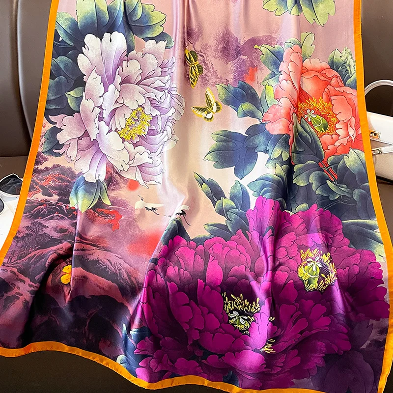 Lot De 10 Foulards Carrés Satin Imprimé 50x50 Cm - Écharpes Multifonctions Colorées Pour Cheveux, Cou, Femme Et Fille