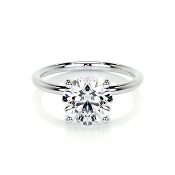 MEDBOO Ladies Fine Jewelry 14K White Gold 2CT Round Cut Lab Diamond Band Engagement Wedding Girls Jewellery Ring