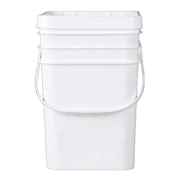 20kg Animal Feed Bucket square Plastic Pail with Lid White Plastic Container