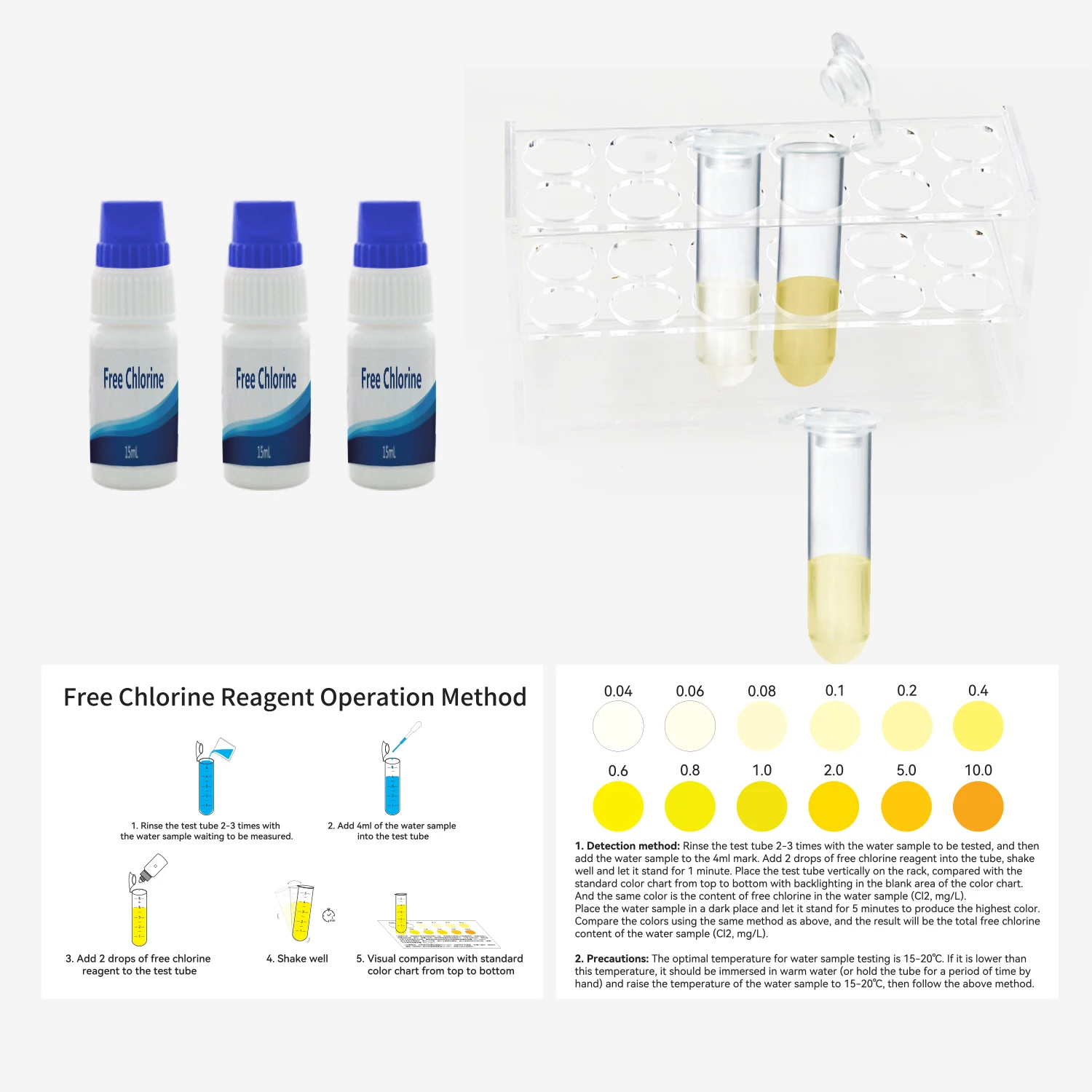 Free Chlorine Water Reagent Test Kit For Pool And Drinking Water Test Kit Buy Free Chlorine