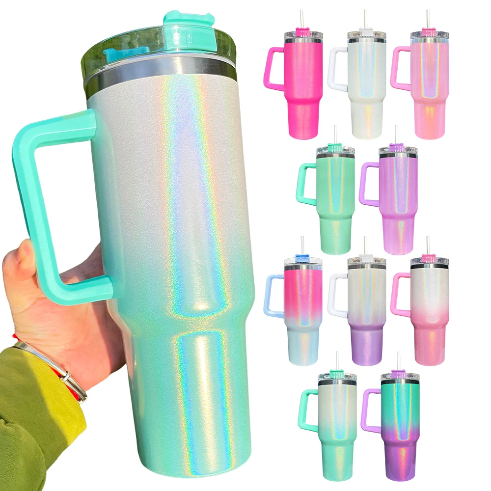 40oz Ombre Gradient Shimmer Holographic Glitter Blank Sublimation Mugs ...