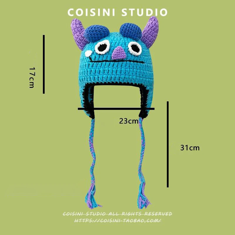 Wholesale monster hand-knitted hat women winter quirky cartoon green knitted hat with tentacles