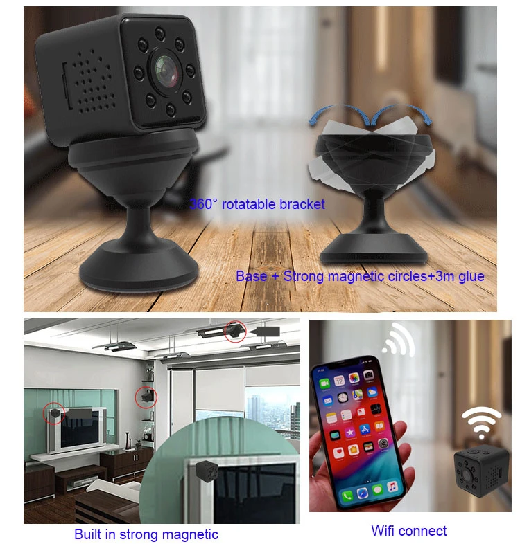 CamGo SQ13 Mini Spy Camera - 30M Waterproof WiFi Action Cam With Night Vision