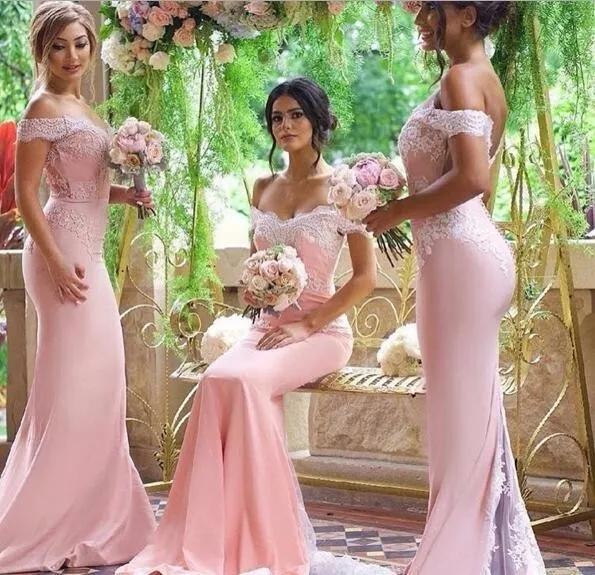 Vestidos Largos De Dama De Para Dama De Honor,Apliques De Encaje Rosa Sexys De Sirena Para Fiesta De Boda Con Tren De Talla Grande,Db021,2022 - Buy Vestidos De Gasa Para Dama