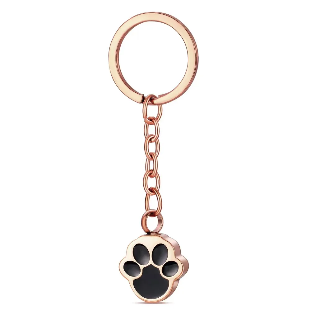 Mini Waterproof Stainless Steel Coin Holder Pet Urn Keychain Cartoon Paw Print Ashes Keepsake for Dogs & Cats Cremation Jewelry preview 4