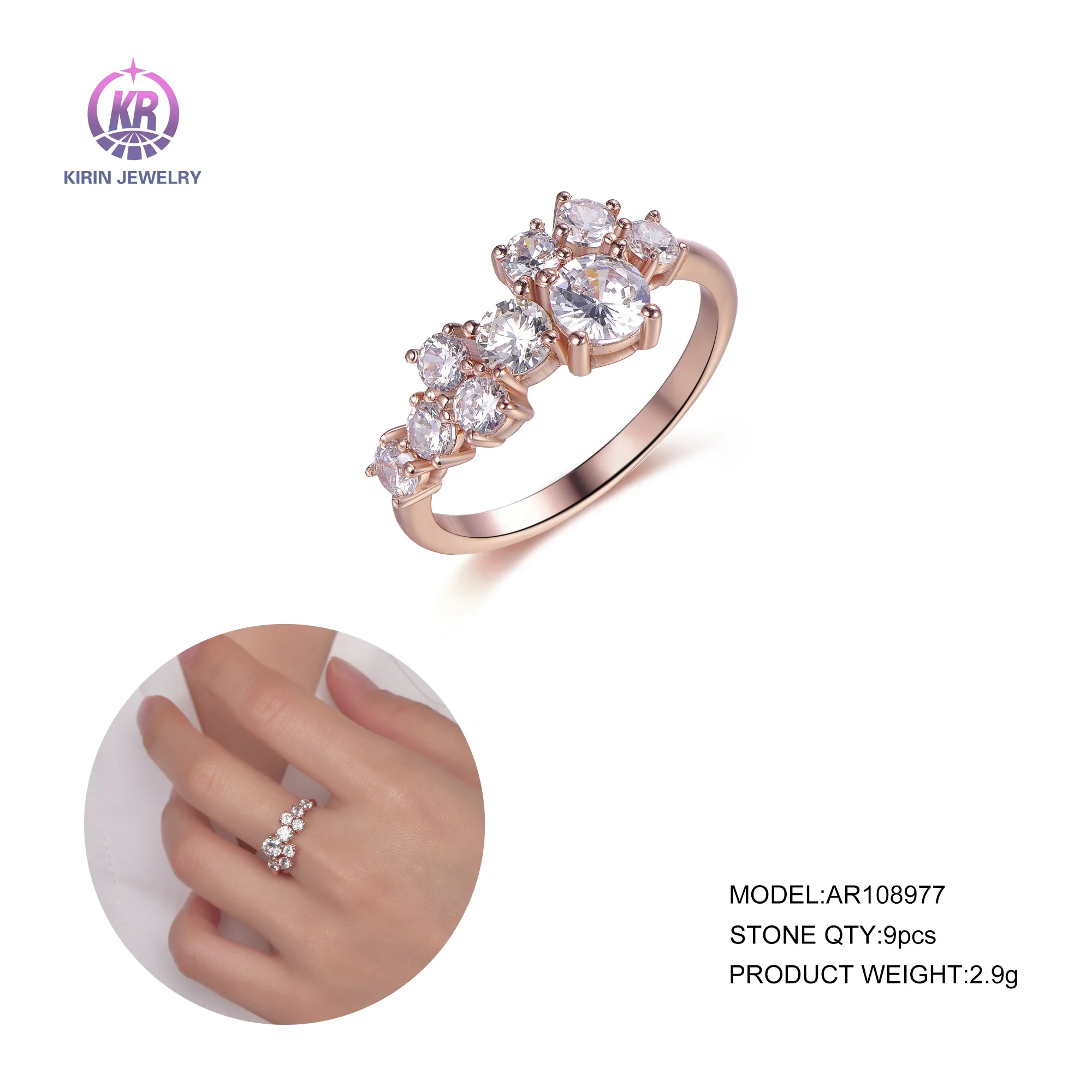 gold plated rings jewelry women AAA CZ crystal fashion finger ring custom adjustable open diamond ring