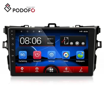 Podofo 9'' Android 10.0 Car Radio Video Stereo GPS Wifi BT USB 2.5D Touch Screen for Toyota/Corolla 2006-2012