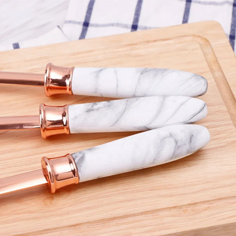 Лидер продаж на Amazon, кухонные принадлежности, кухонные аксессуары из нержавеющей стали цвета розового золота с ручкой из мрамора