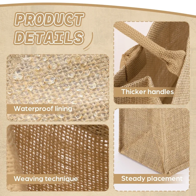 Eco-friendly Wholesale Fashion Burlap Bag Shopping Bag Portable Burlap Eco Laminating Jute Tote Bag Printable Logo supplier