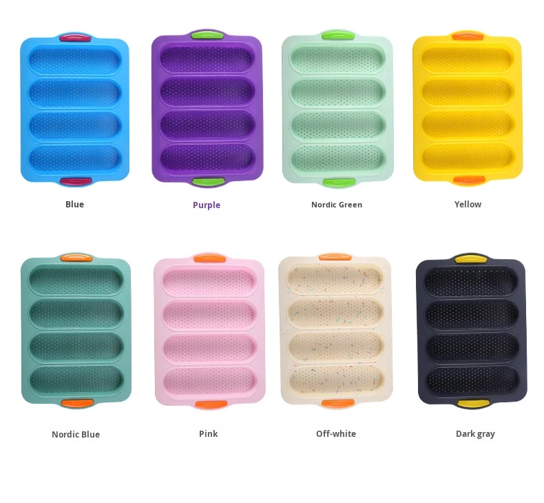 Silicone 4-Slot Baguette Cake Mold Non-Stick Rectangle Baking Pan for French Bread DIY Oven Tool manufacture