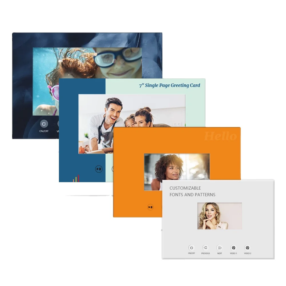 Customized Paper Card for Chinese Homemade Video Brochure 4.3 5 7 10 Inch Lcd Displays Video Card Invitation