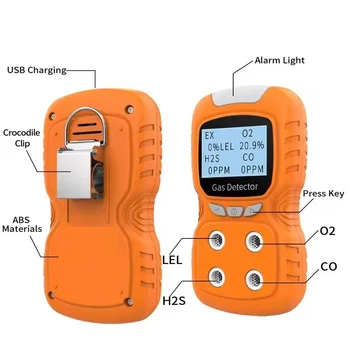 Handheld Portable Multi Gas Sensor H2S O2 Co And Ex 4 Gas Detectors